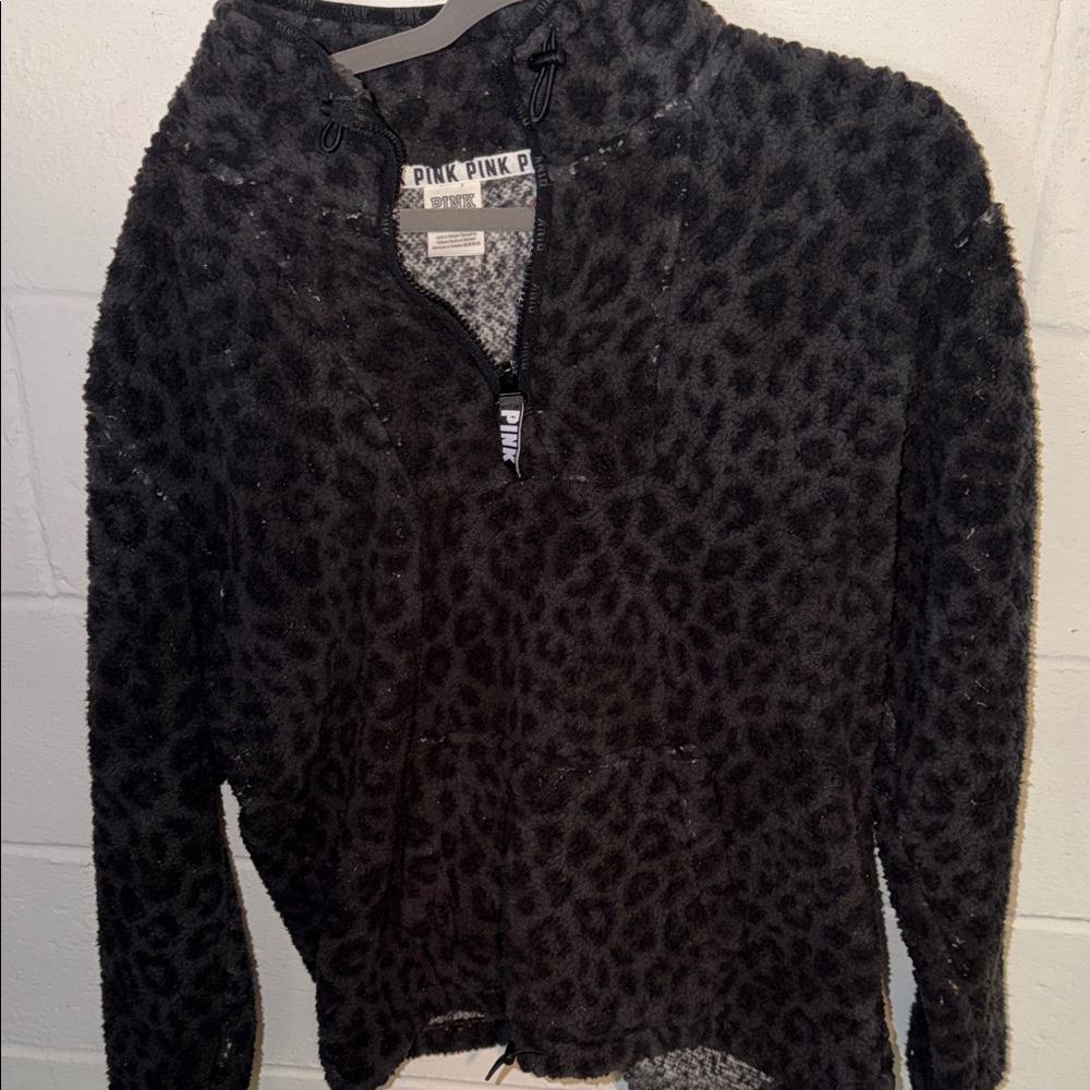 Pink Black Leopard Print Pullover - image 1